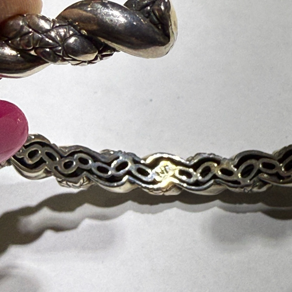 Sterling Silver 925 JAI John Hardy Twist Cable Hinged Bangle Cuff Bracelet 7.25” - Picture 7 of 10